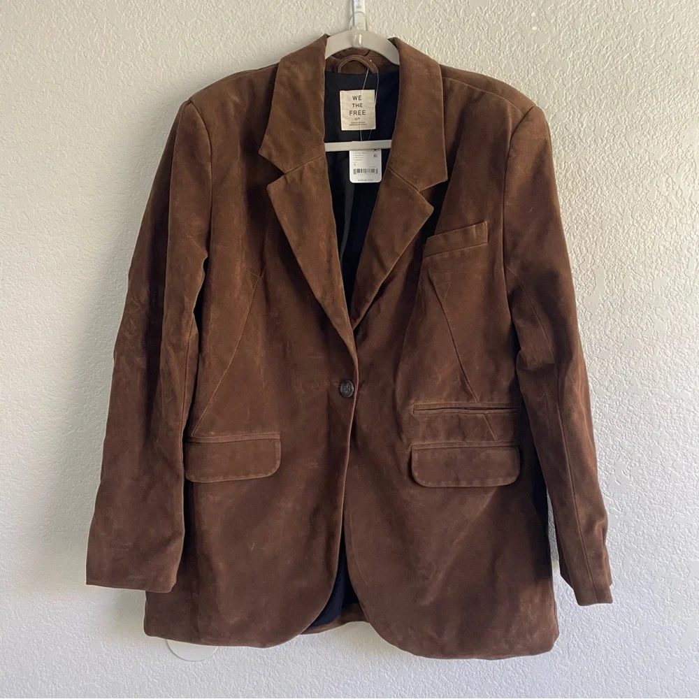 NEW Free People Paper Cut Faux Suede Blazer